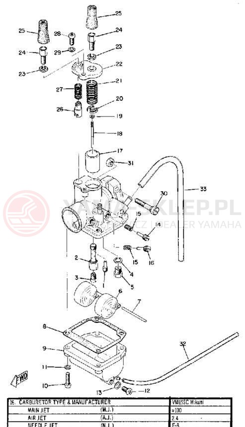 Schemat "Gaźnik" do Yamaha U7E