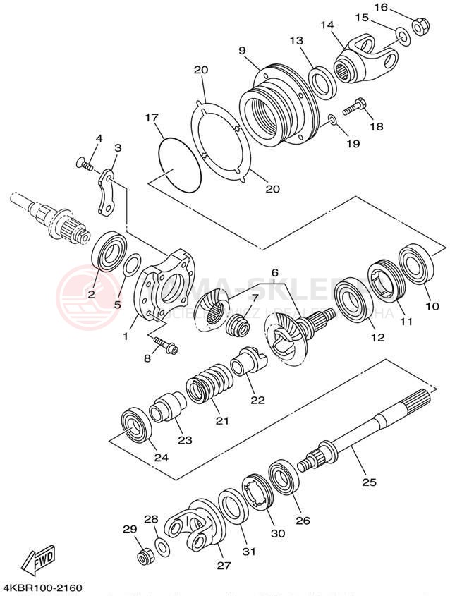Schemat "Przeniesienie napędu" do Yamaha WOLVERINE YFM350FXP