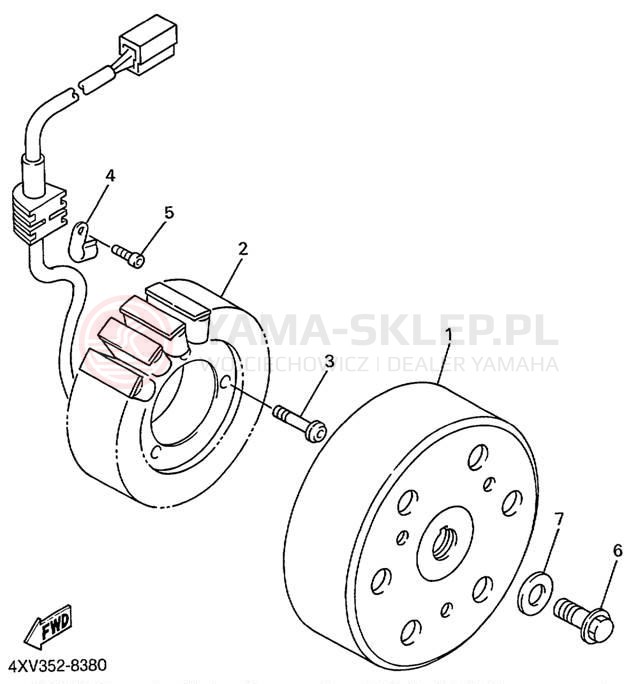 Schemat "prądnica" do Yamaha YZFR1 YZFR1KC/YZFR1K