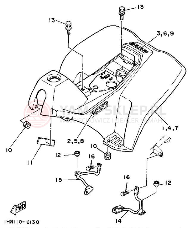 Schemat "Błotnik tył" do Yamaha 4-ZINGER YF60S