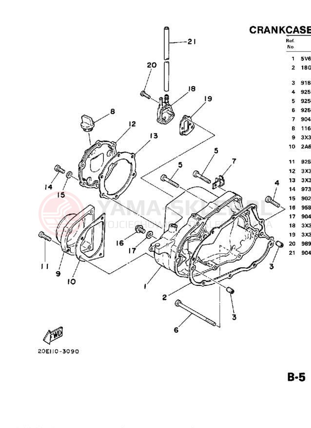 Schemat "Pokrywa silnika" do Yamaha YT125N