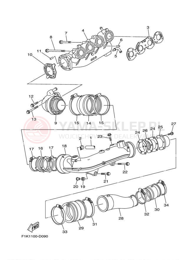 Schemat "wydech" do Yamaha SX210 FRT1100BG/FRT1100CG