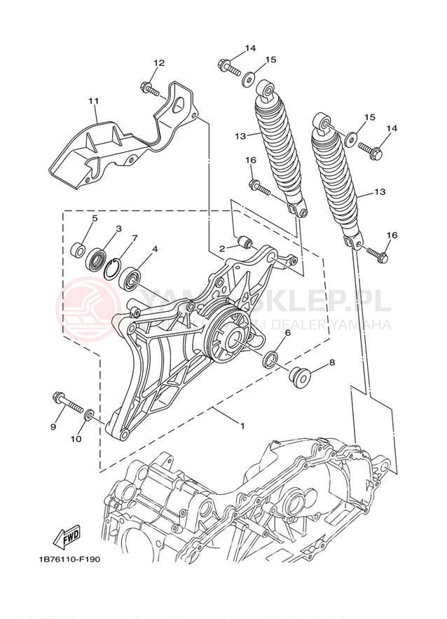 Schemat "wahacz, zawieszenie tył" do Yamaha MORPHOUS CP250XL