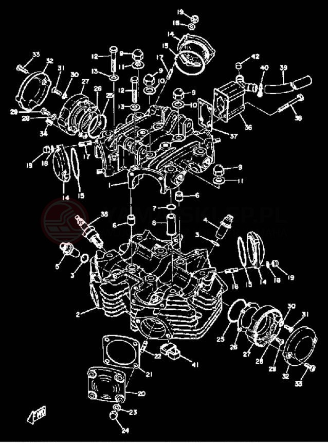 Schemat "Głowica - pokrywa" do Yamaha XS650C