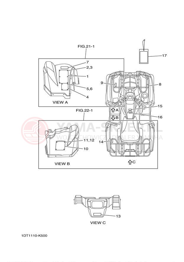 Schemat "naklejki" do Yamaha GRIZZLY 700 EPS 4WD YFM7FGPAGR