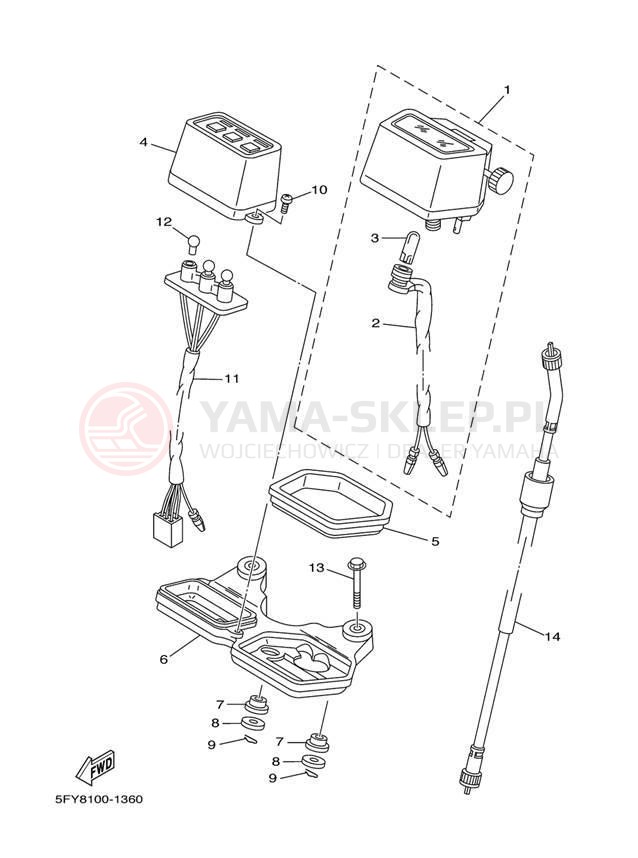 Schemat "licznik" do Yamaha TW200 TW200S/TW200SC