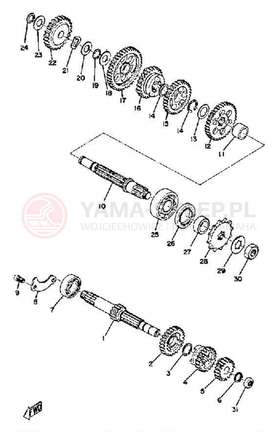 Schemat "Skrzynia biegów " do Yamaha TY80B