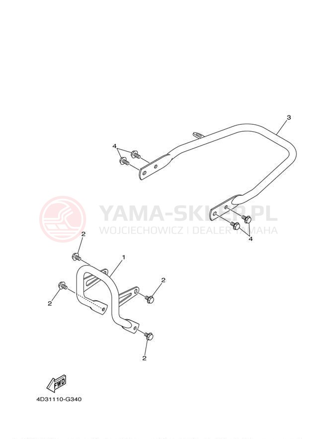 Schemat "osłona / stelaż" do Yamaha RAPTOR 125 YFM125RDW/YFM125RDL