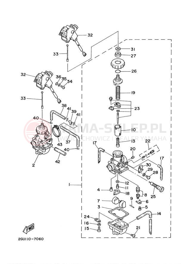 Schemat "Gaźnik" do Yamaha BANSHEE YFZ350M