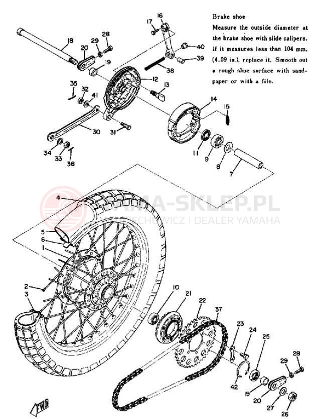 Schemat "Koło tył" do Yamaha AT1E/AT1M