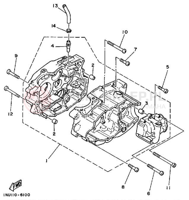 Schemat "Obudowa silnika" do Yamaha MOTO-4 YFM200DXU