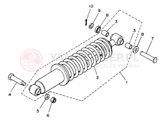 Schemat "zawieszenie tył" do Yamaha YTM225DXL