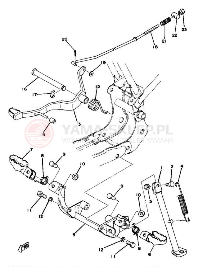 Schemat "Stopka postoj., dźw. Hamulca tył" do Yamaha YZ80D