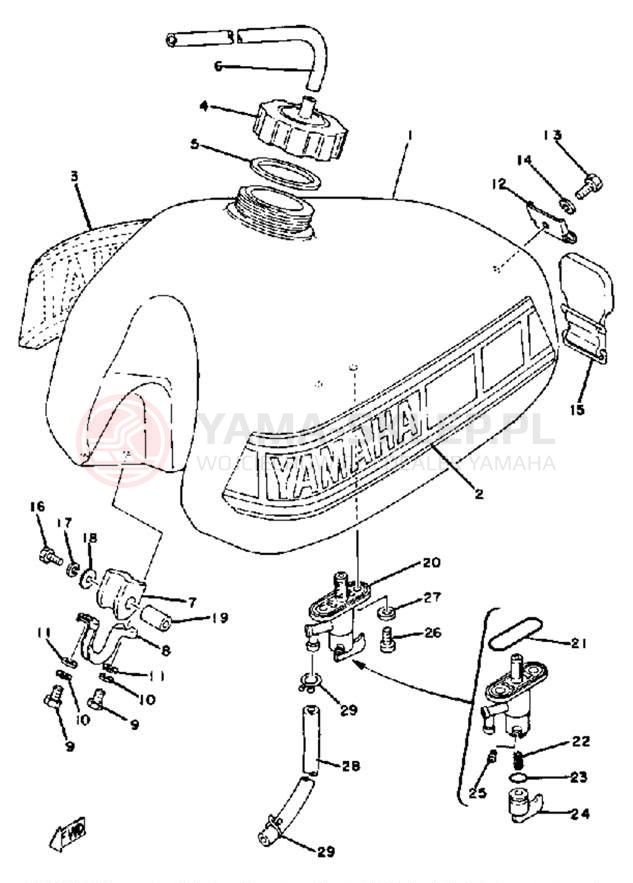 Schemat "zbiornik paliwa" do Yamaha YZ250F