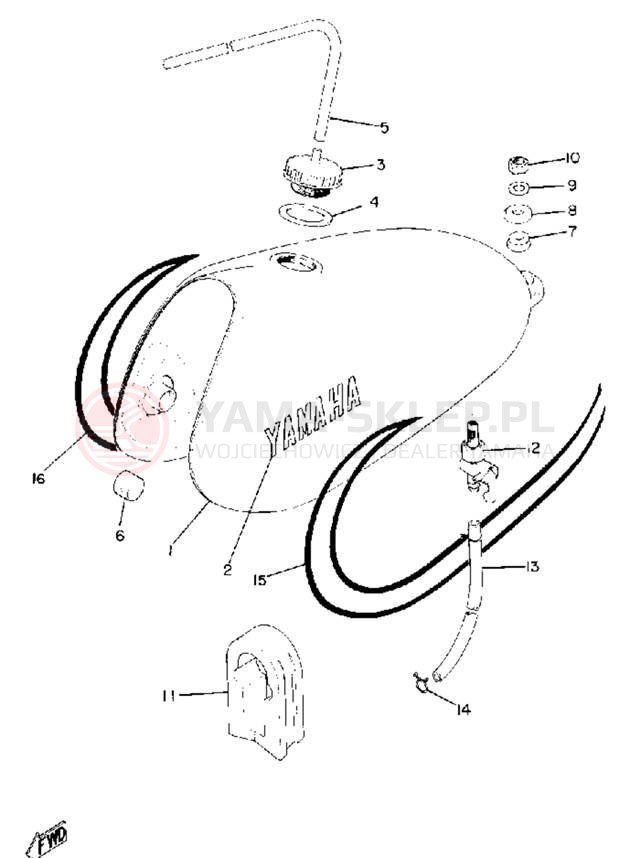 Schemat "zbiornik paliwa" do Yamaha DT2MX/RT2MX
