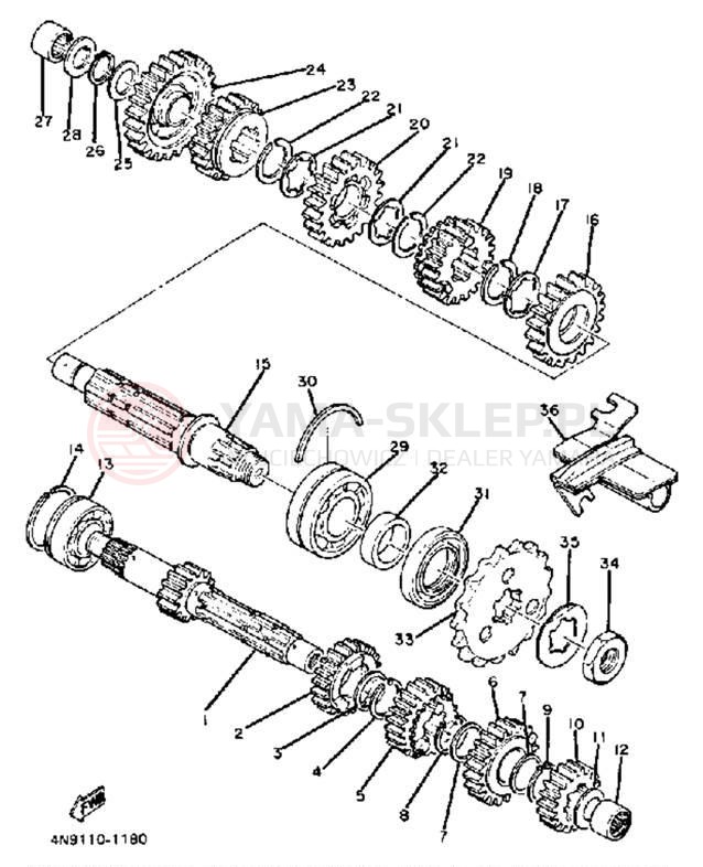 Schemat "Skrzynia biegów " do Yamaha XS650SJ