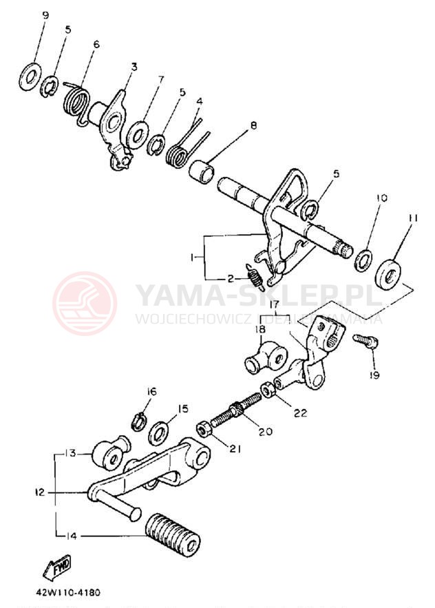 Schemat "Dźwignia zmiany biegów, wałek" do Yamaha VIRAGO 700 XV700CTC/XV700CT