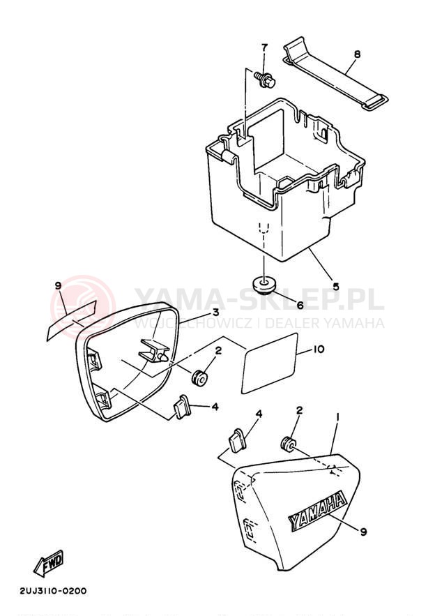 Schemat "Pokrywa boczna" do Yamaha VIRAGO 250 XV250JC/XV250J
