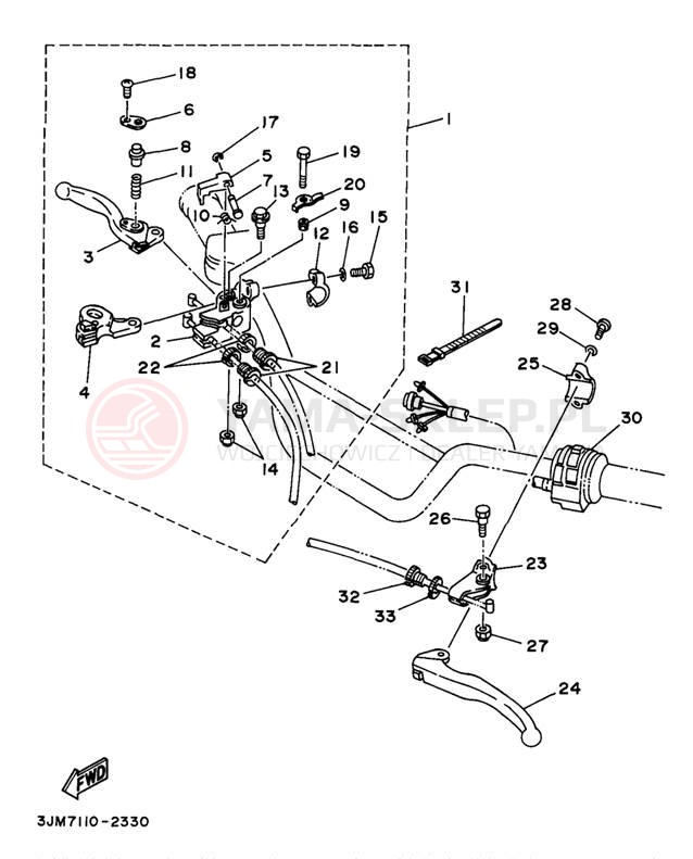 Schemat "Kierownica i osprzęt" do Yamaha BLASTER YFS200K