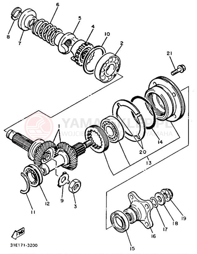 Schemat "Przeniesienie napędu" do Yamaha MAXIM X XJ700XNC/XJ700XN