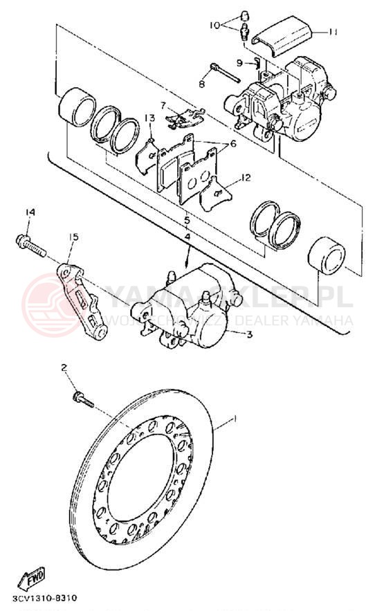 Schemat "Zacisk hamulcowy tylny" do Yamaha FJ1200A/FJ1200AC