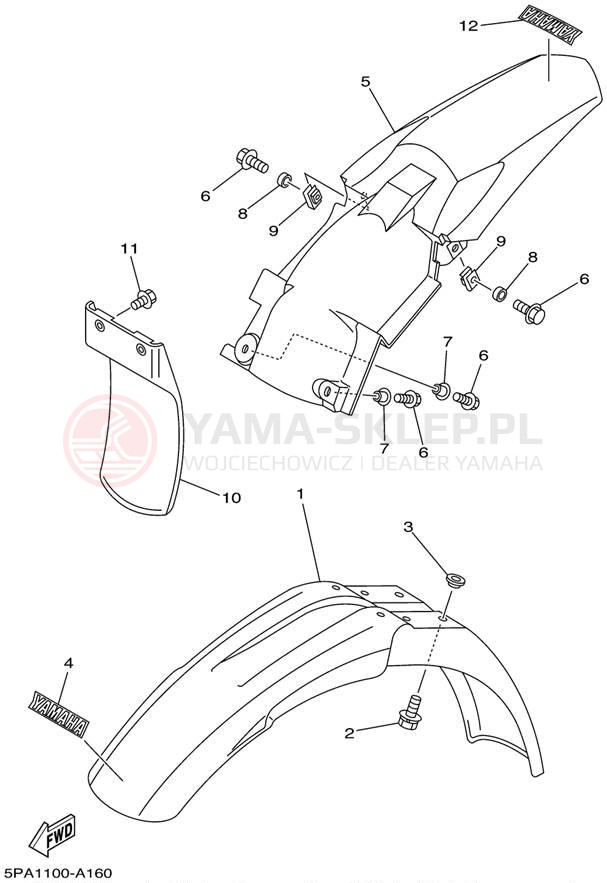 Schemat "błotnik" do Yamaha YZ85 YZ85P