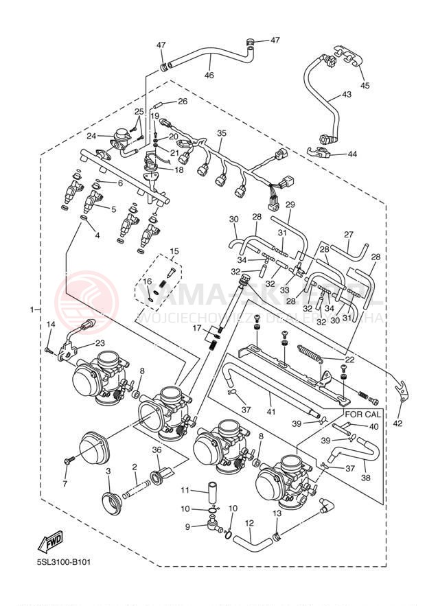 Schemat "Wtrysk paliwa" do Yamaha R6S YZFR6SW/YZFR6SWC
