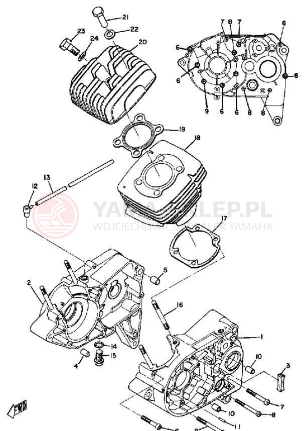 Schemat "Obudowa silnika" do Yamaha AT1E/AT1M