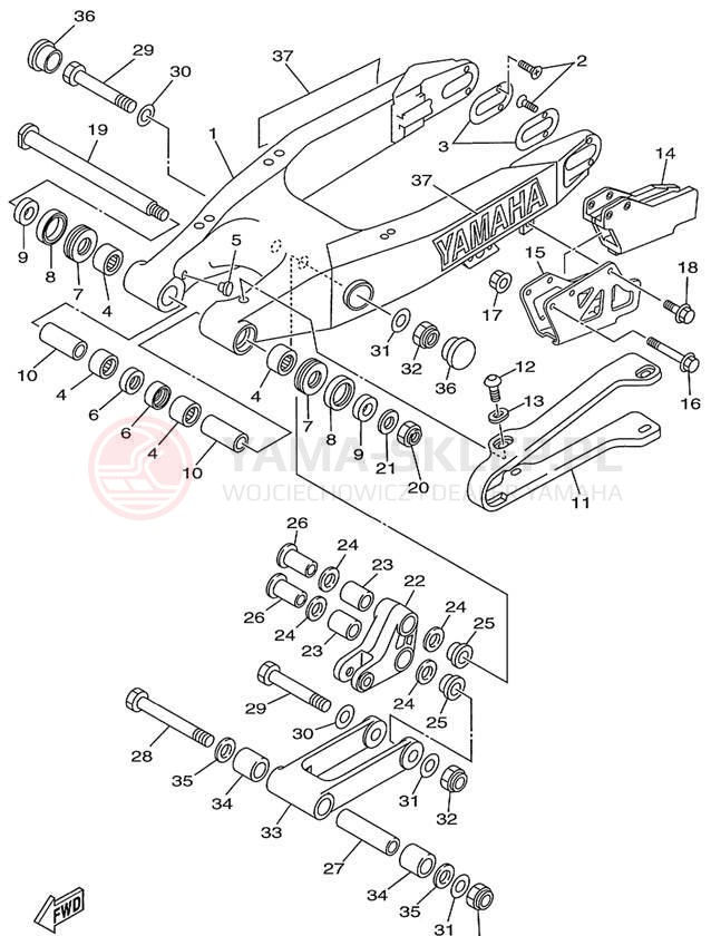 Schemat "wahacz" do Yamaha COMPETITION YZ250L1