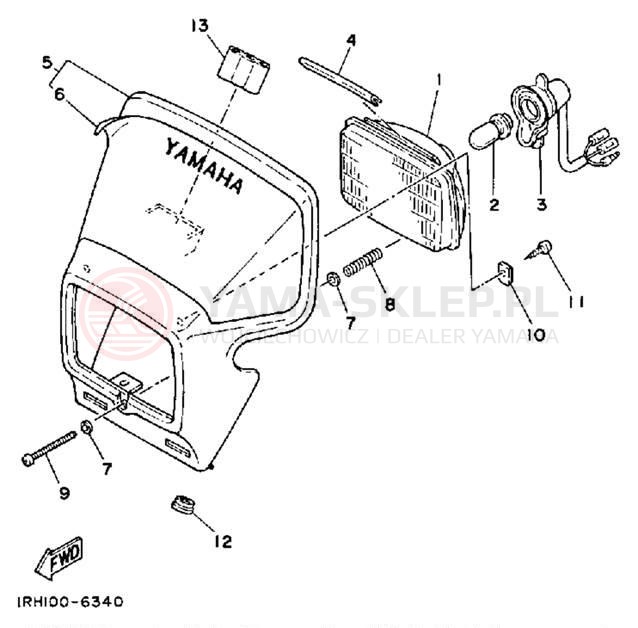 Schemat "Lampa przód" do Yamaha TT225S