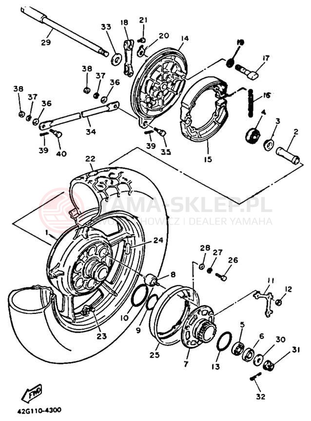 Schemat "Koło tył" do Yamaha VIRAGO 1100 XV1100D/XV1100DC