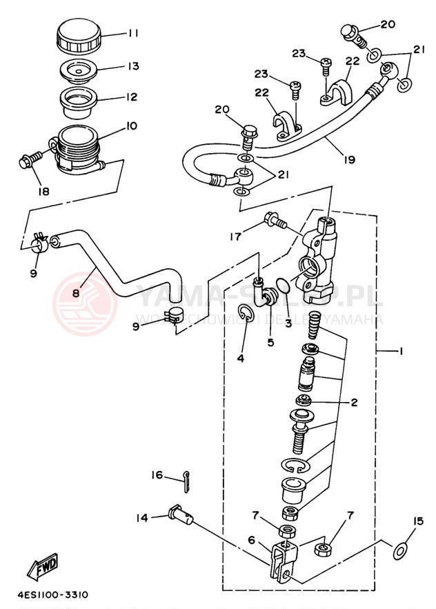 Schemat "Pompa hamulcowa tył" do Yamaha YZ80 YZ80K1