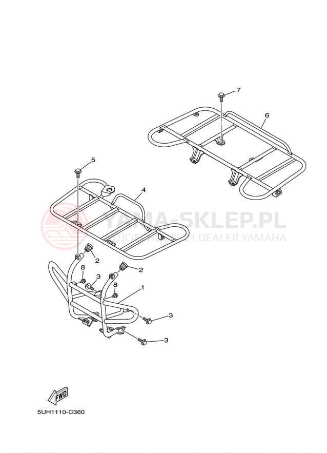 Schemat "osłona / stelaż" do Yamaha BRUIN 350 4X4 YFM35FAT