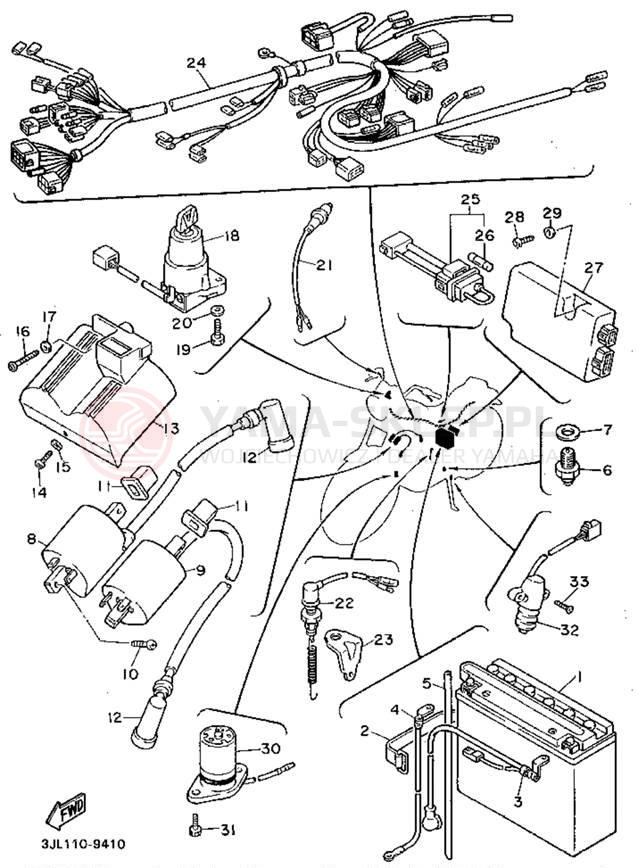 Schemat "układ elektryczny" do Yamaha VIRAGO 750 XV750DC/XV750D