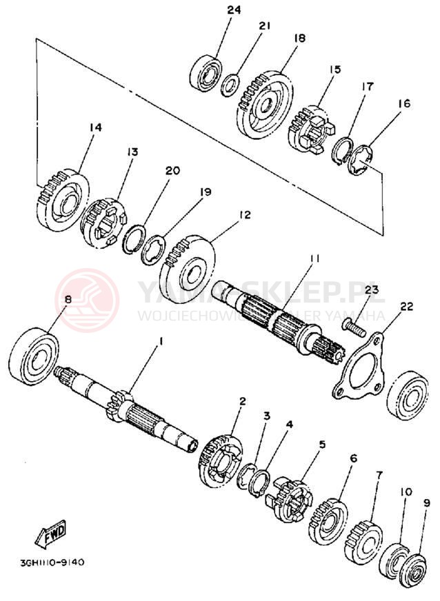 Schemat "Skrzynia biegów " do Yamaha MOTO-4 YFM250A
