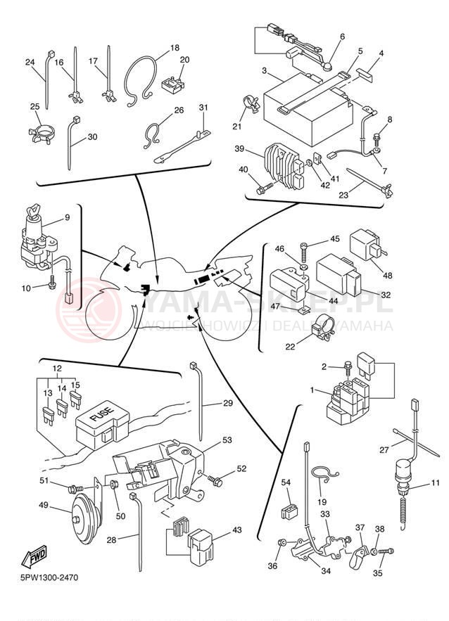 Schemat "układ elektryczny" do Yamaha YZFR1 YZFR1PC/YZFR1P