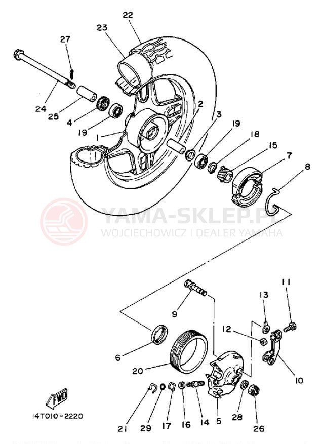 Schemat "Koło przód" do Yamaha RIVA 50 CA50S