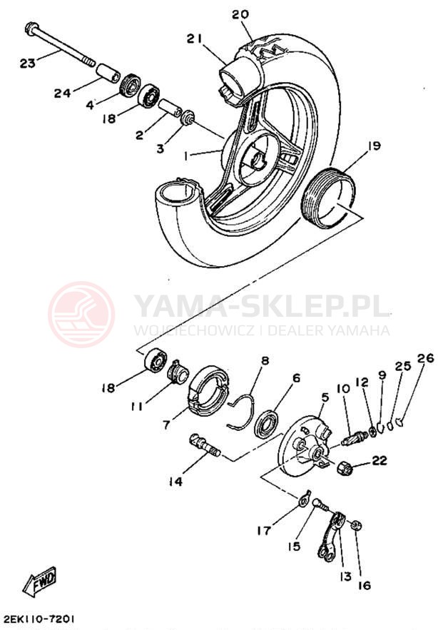 Schemat "Koło przód" do Yamaha SH50B