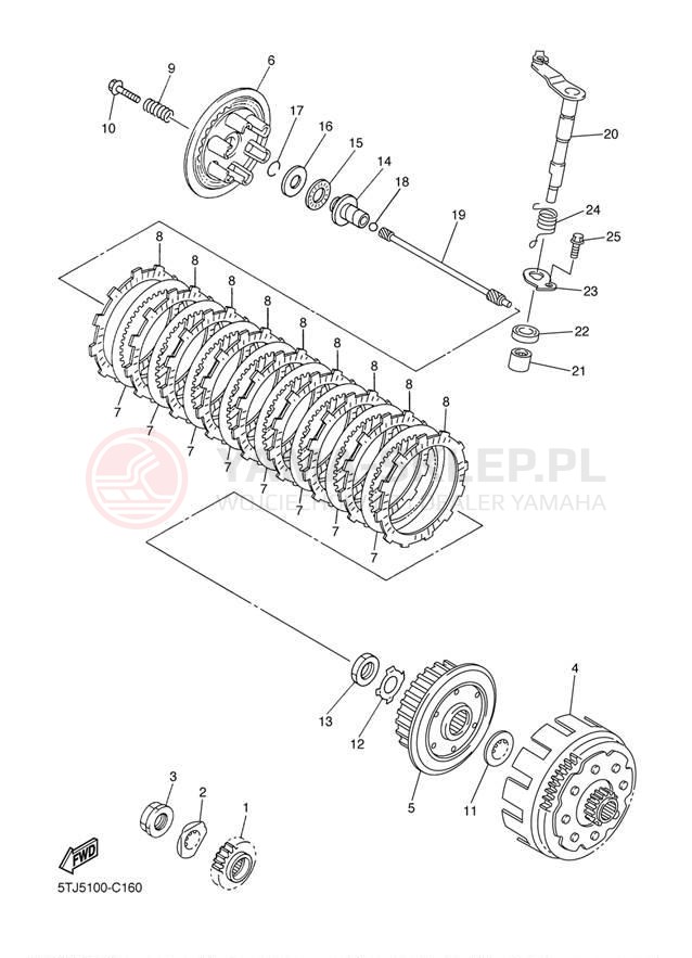 Schemat "sprzęgło" do Yamaha WR450F WR450FS