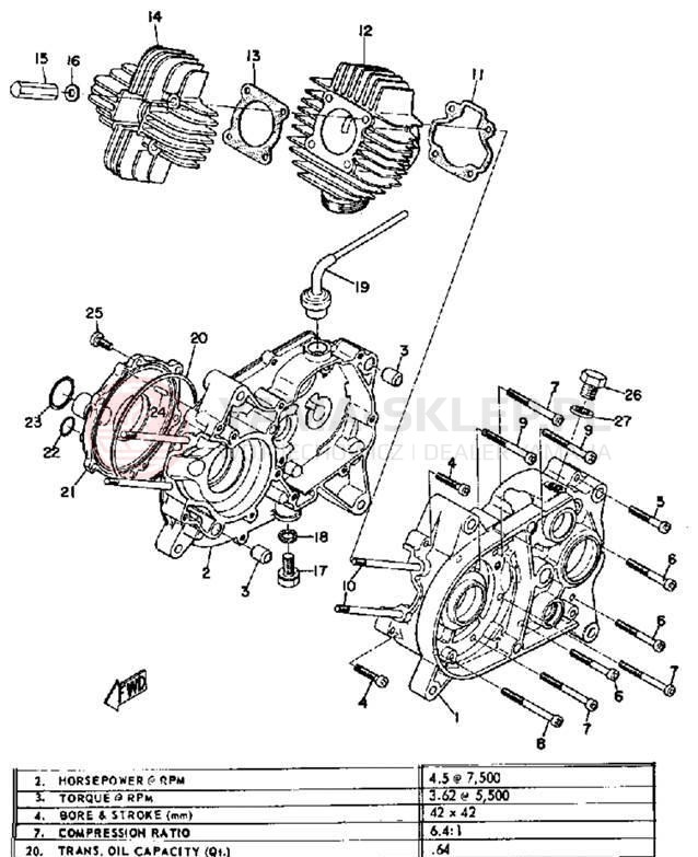 Schemat "Obudowa silnika" do Yamaha JT1/JT1L