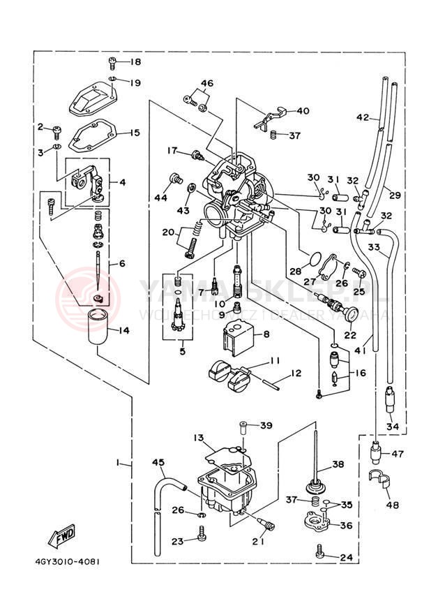 Schemat "Gaźnik" do Yamaha TT-R250 TTR250SC/TTR250S