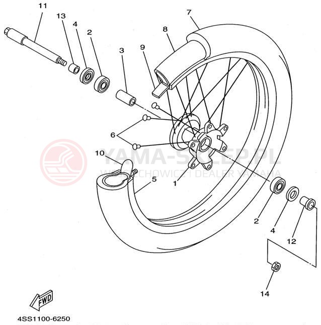 Schemat "Koło przód" do Yamaha YZ125H1