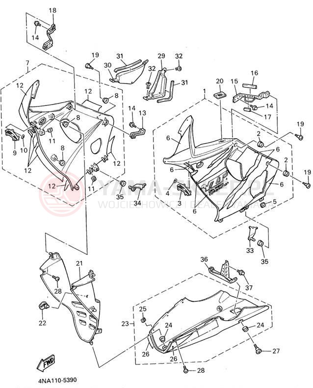 Schemat "elementy nadwozia" do Yamaha YZF600RG