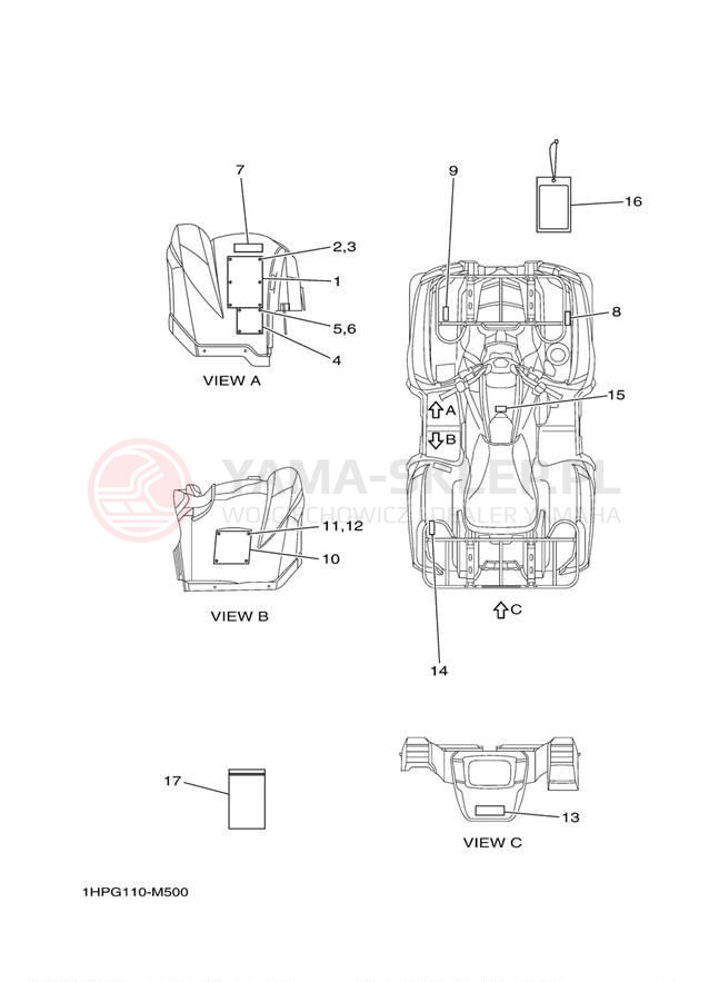 Schemat "naklejki" do Yamaha GRIZZLY 700 EPS 4WD YFM7FGPDL