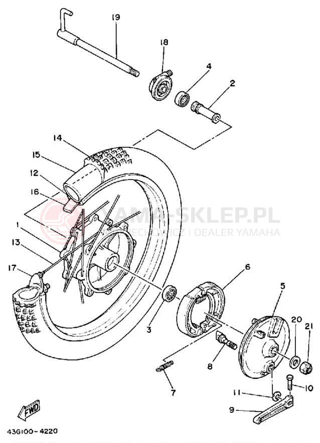 Schemat "Koło przód" do Yamaha IT200L