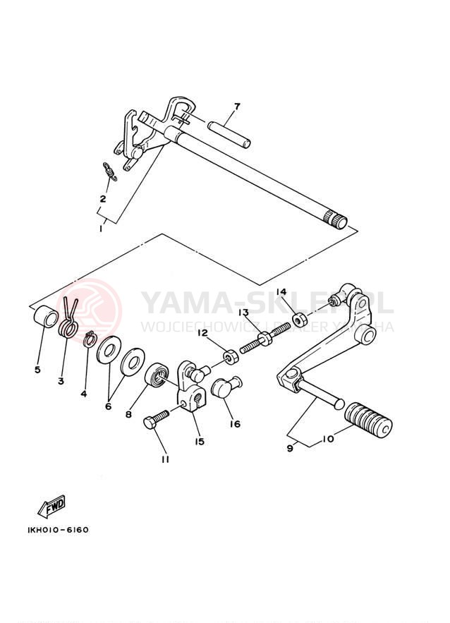 Schemat "Dźwignia zmiany biegów, wałek" do Yamaha XT225 XT225TC/XT225T