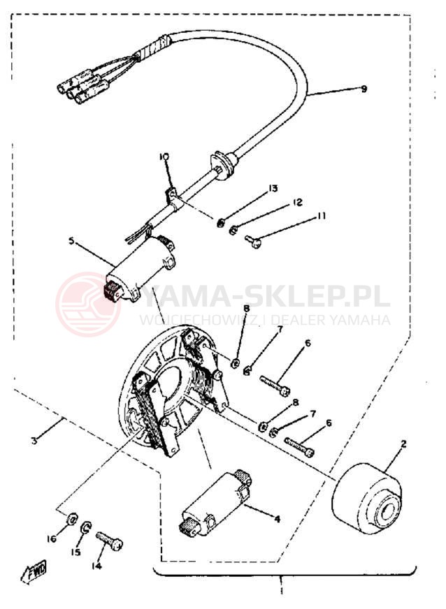 Schemat "prądnica" do Yamaha YZ250D