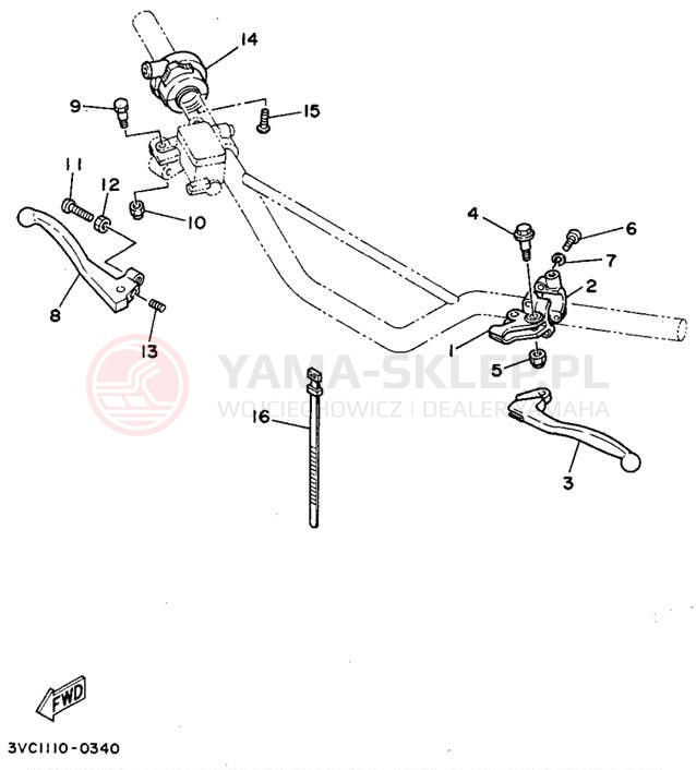 Schemat "Kierownica i osprzęt" do Yamaha RT180E