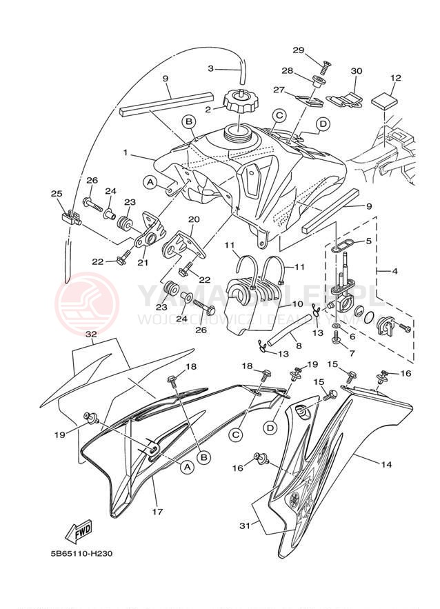 Schemat "zbiornik paliwa" do Yamaha TTR110E TTR110EY