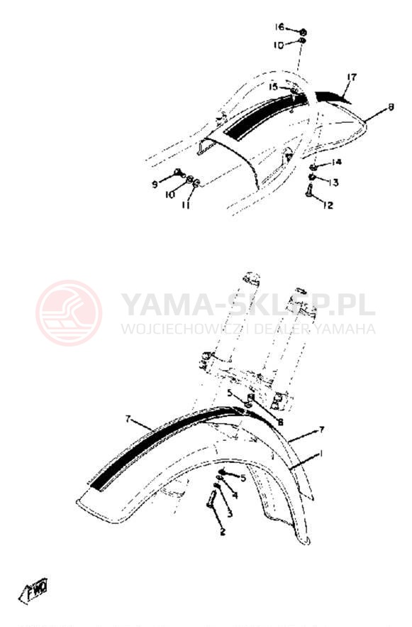 Schemat "Błotniki przód i tył" do Yamaha SC500A